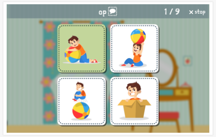 Where am I theme Language test (reading and listening) of the app Dutch for children