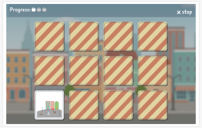 City theme memory game of the Dutch app for children