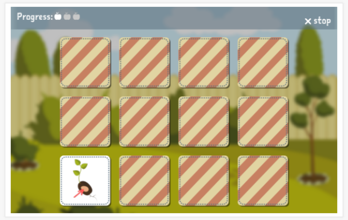 Garden theme memory game of the Dutch app for children