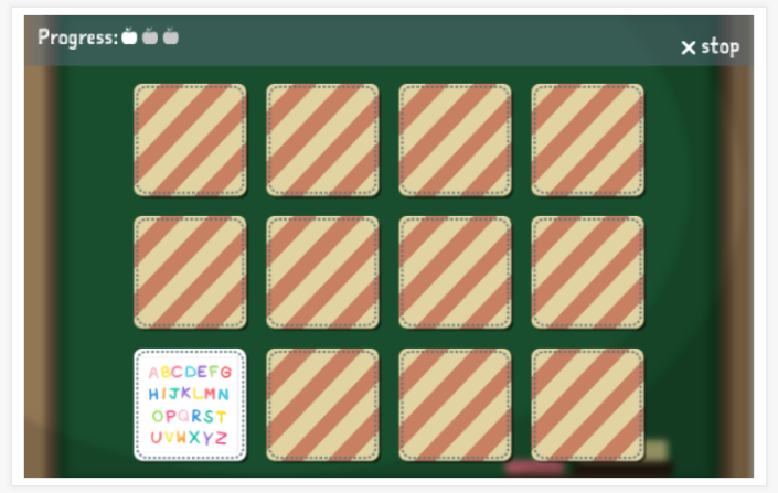 Reading theme memory game of the Dutch app for children