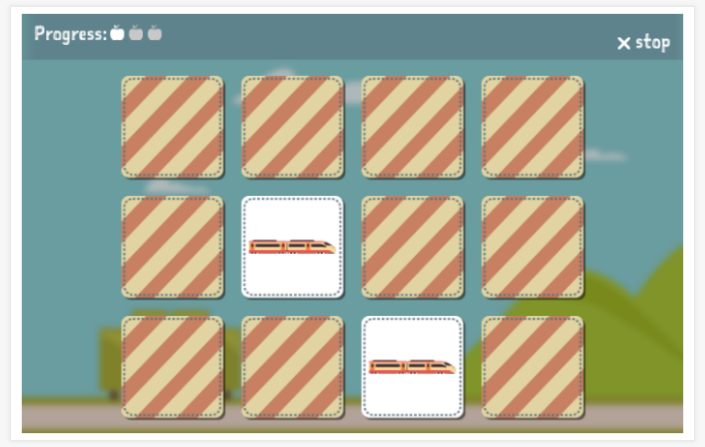 Transportation theme memory game of the Dutch app for children
