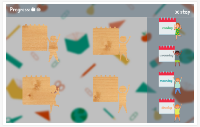 Days of the week theme puzzle game of the Dutch app for children