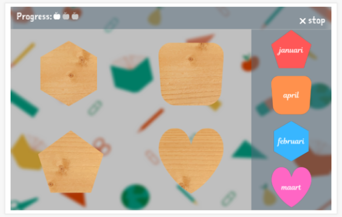 Months of the year theme puzzle game of the Dutch app for children