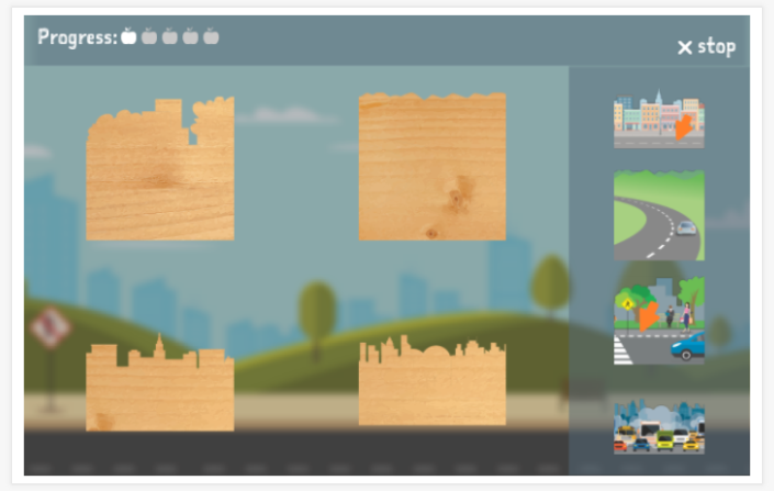 Traffic theme puzzle game of the Dutch app for children