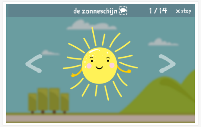 Seasons and weather theme presentation of the Dutch app for children