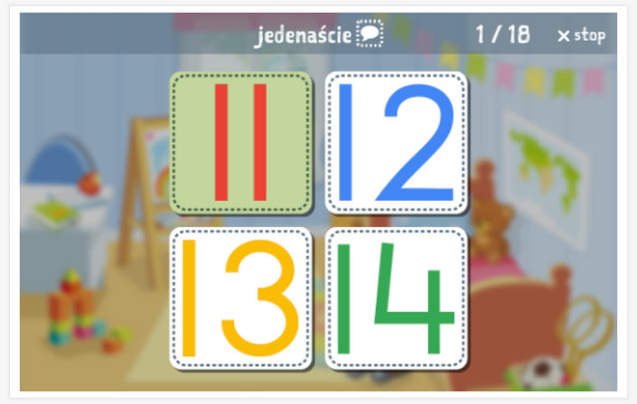 Numbers 11-100 theme Language test (reading and listening) of the app Polish for children