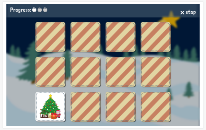 Christmas theme memory game of the Polish app for children