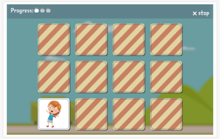 Emotions theme memory game of the Polish app for children