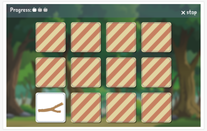 Forest theme memory game of the Polish app for children