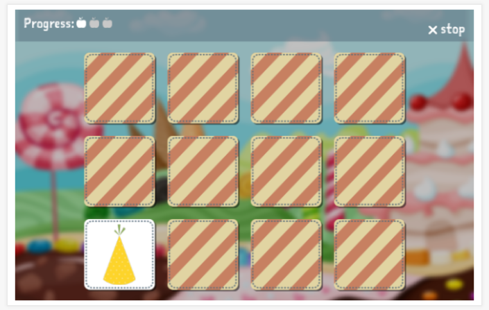 Party theme memory game of the Polish app for children