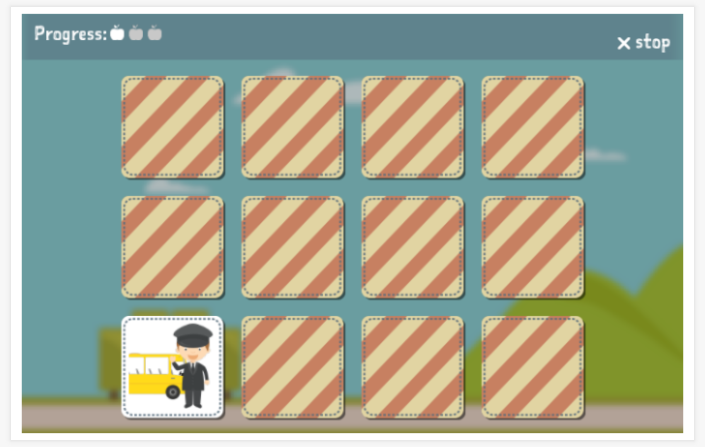 Professions theme memory game of the Polish app for children