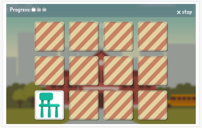 School theme memory game of the Polish app for children