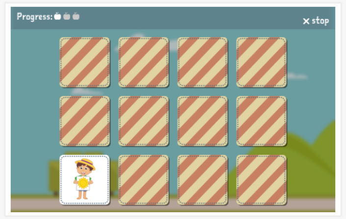 Seasons and weather theme memory game of the Polish app for children