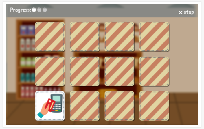 Shopping theme memory game of the Polish app for children