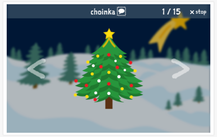 Christmas theme presentation of the Polish app for children