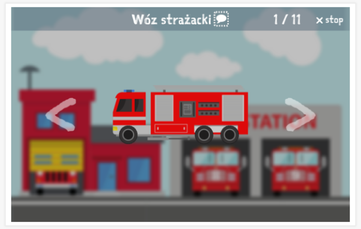 Fire-brigade theme presentation of the Polish app for children