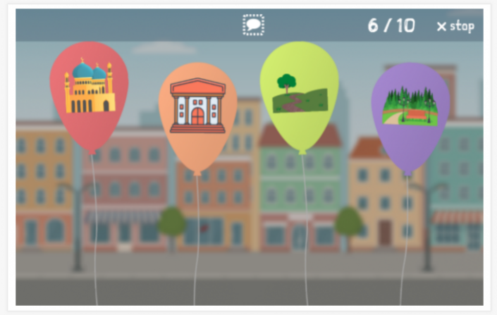 City theme balloon game of the Turkish app for children
