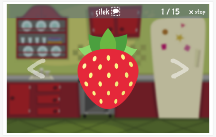 Fruit theme presentation of the Turkish app for children