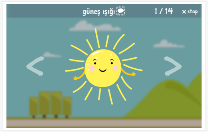 Seasons and weather theme presentation of the Turkish app for children