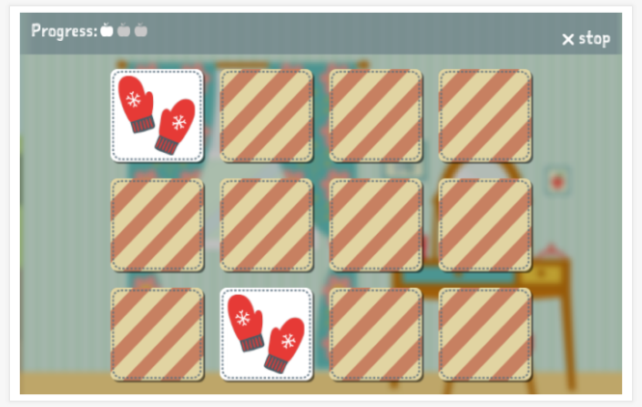 Clothing theme memory game of the Spanish app for children