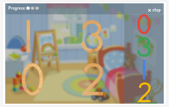 Numbers theme puzzle game of the Spanish app for children