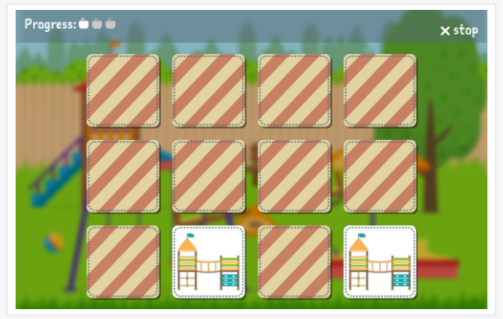 Playground theme memory game of the Polish app for children