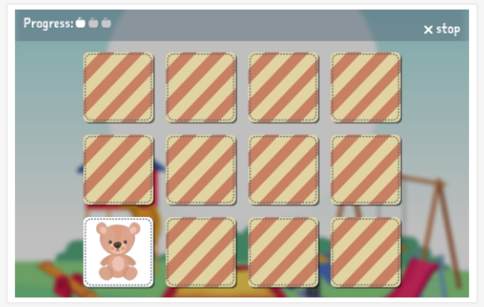 Toys theme memory game of the Polish app for children